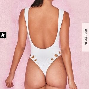 House of CB ORLANDO WHITE ONE PIECE SWIMSUIT WITH GOLD EYELETS